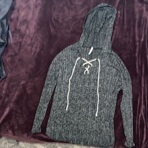 Sage charcoal grey sweater with Hood Size small